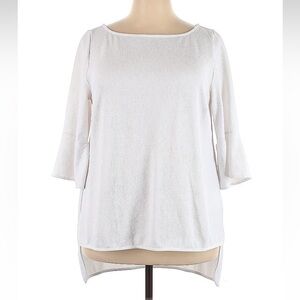 Eloquii white textured 3/4 sleeve top -size 20